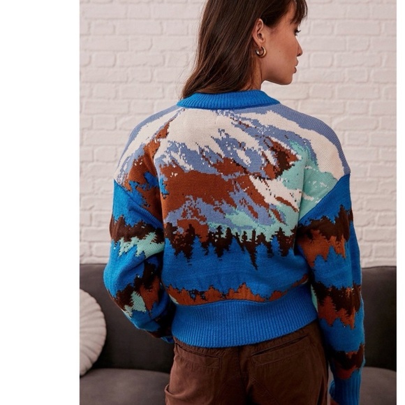 BDG Urban Outfitters Jesse Colorful Mountain Pattern Sweater - Picture 2 of 8